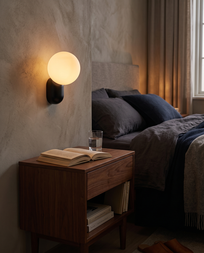 Perle Glass Wall Sconce Black - bedroom nightstand
