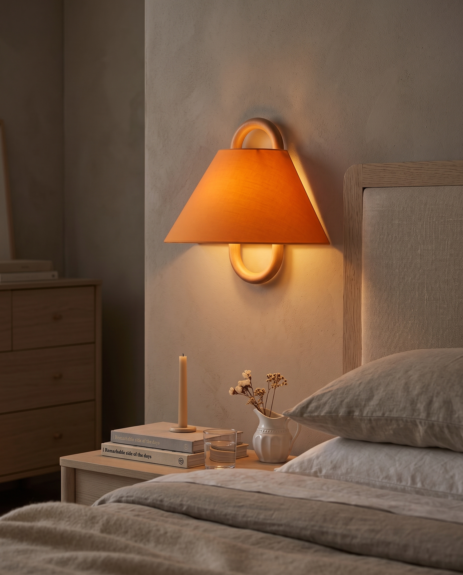 Aspen Wood Wall Sconce Apricot Flat - bedroom