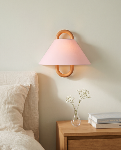 Aspen Wood Wall Sconce Light Pink Flat - bedroom
