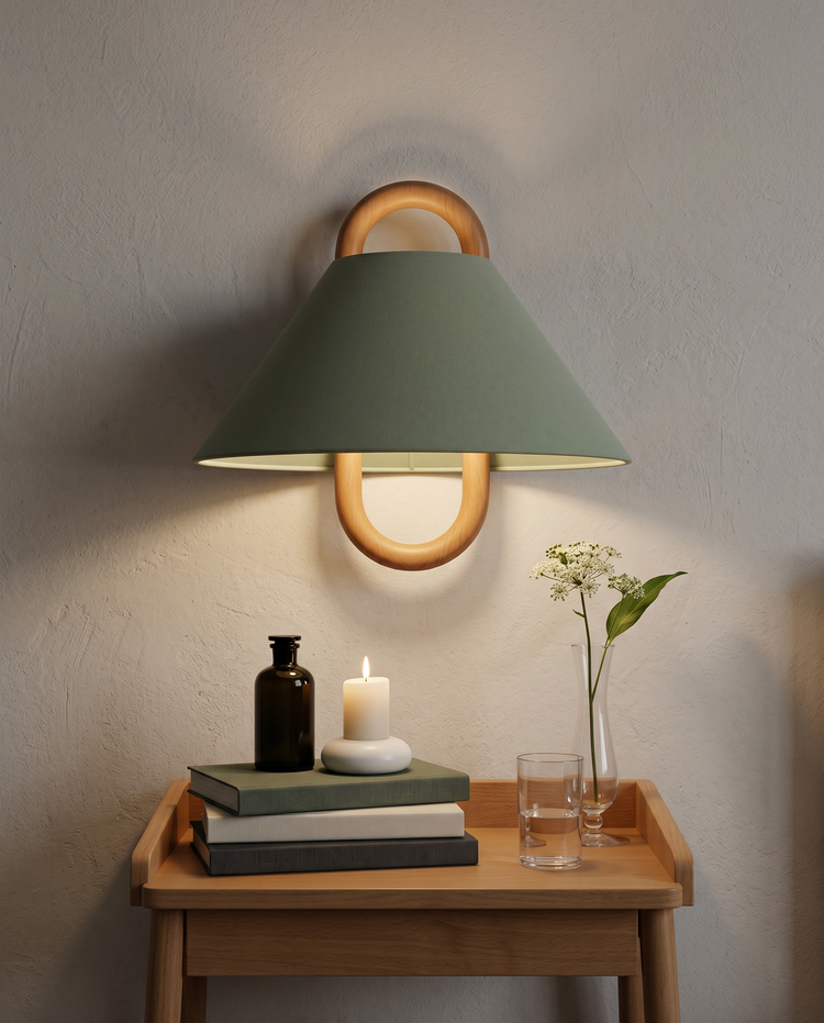 Aspen Wood Wall Sconce Green Flat - bedroom nightstand