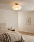 Cobre Glass Ceiling Light in White flush mounted in a bedroom