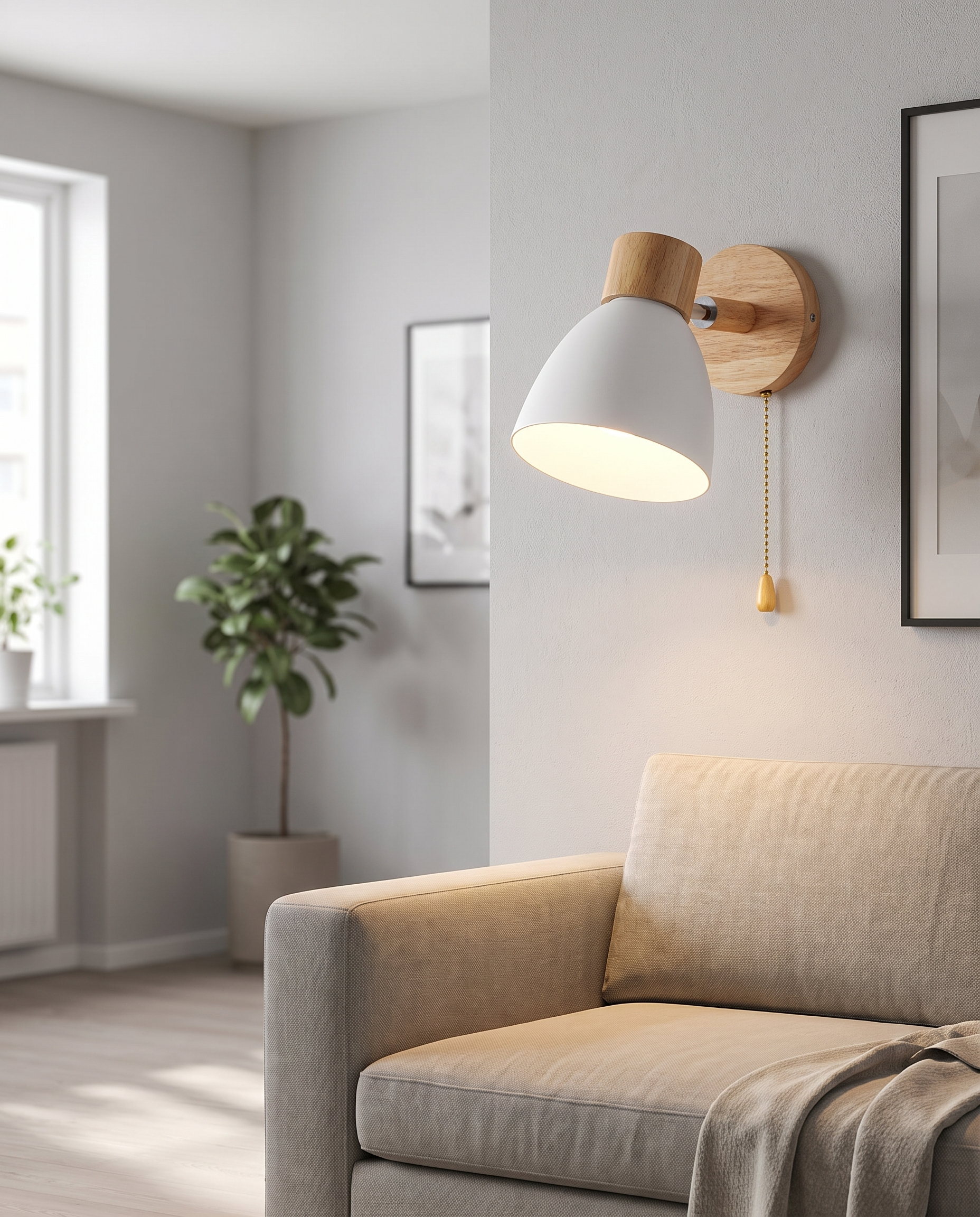 Sorbet Wall Sconce in White in a living room