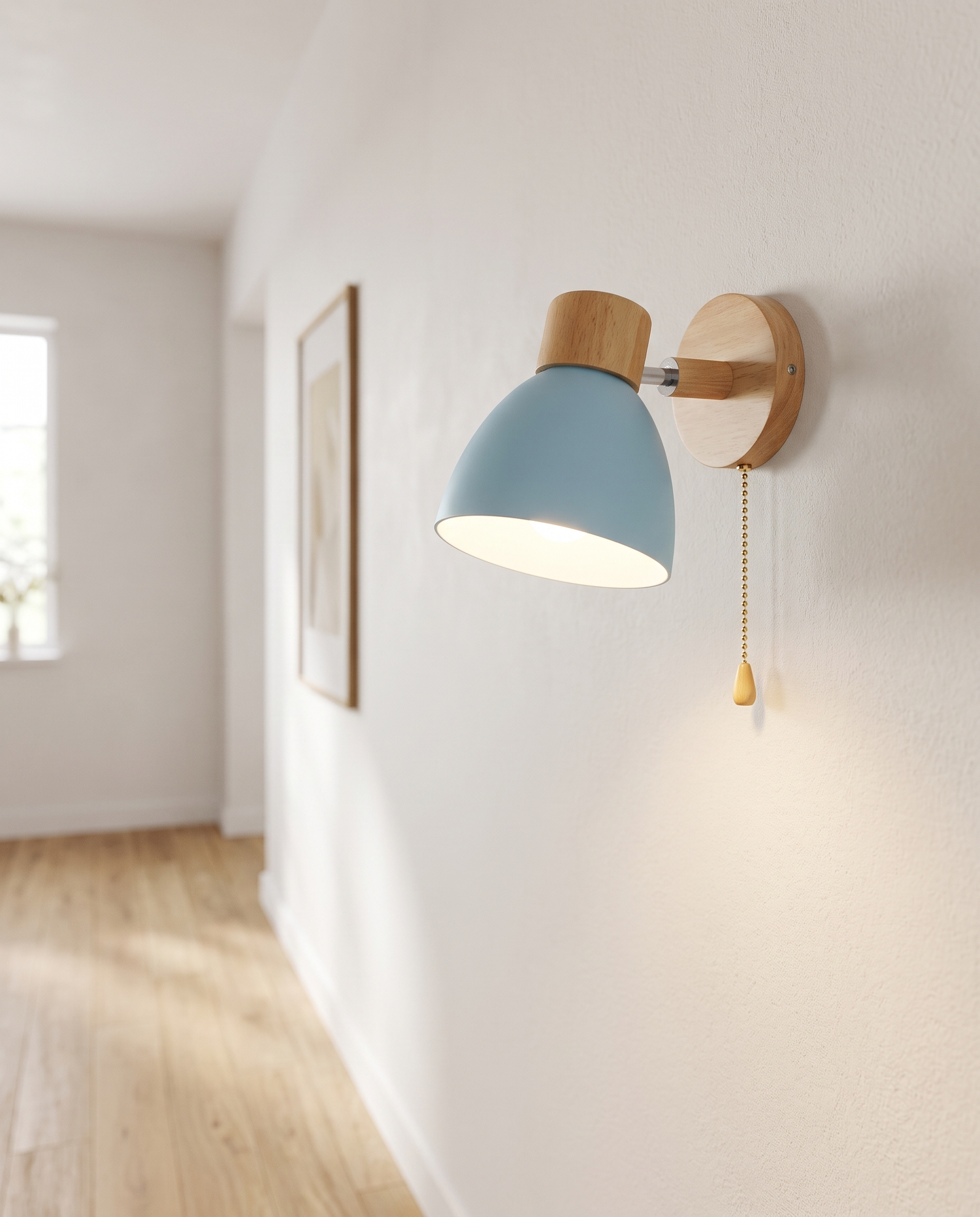 Sorbet Wall Sconce in Blue in a hallway