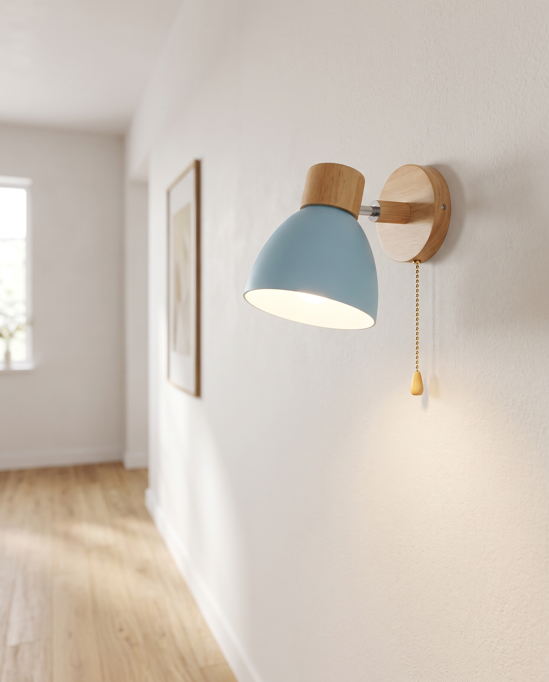 Sorbet Wall Sconce in Blue in a hallway