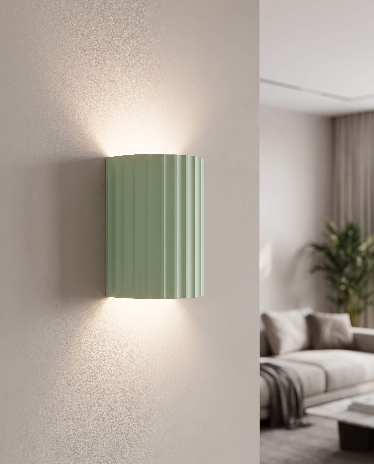 Momo Wall Sconce in Green in a reading nook