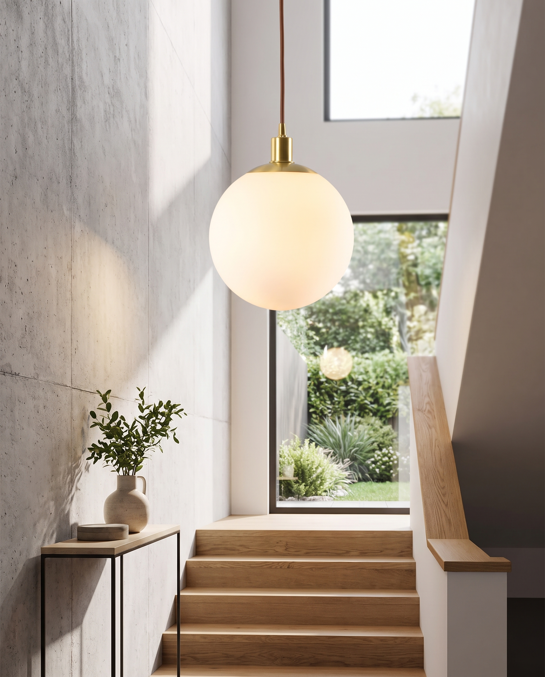 Bianca Orb Pendant Light in an entryway