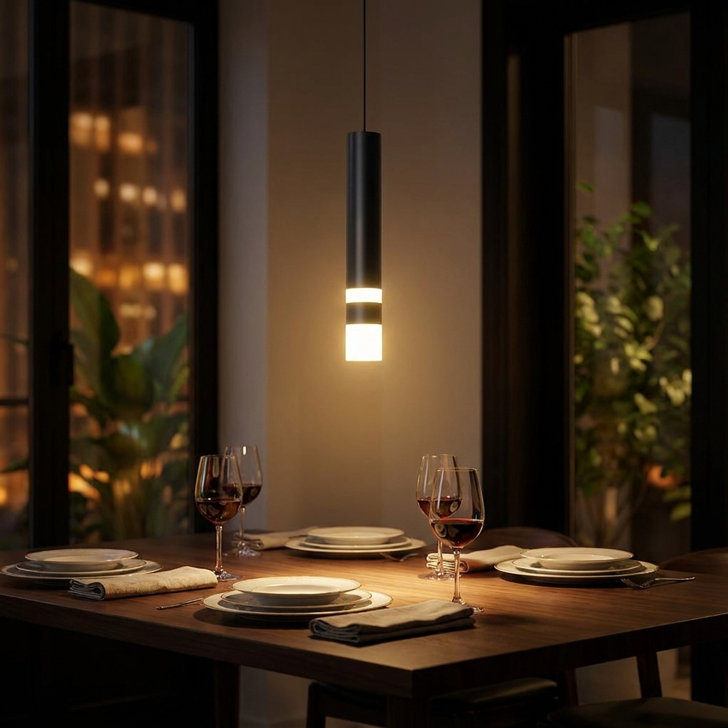 Asta Pendant (Black &amp; White) over a dining table
