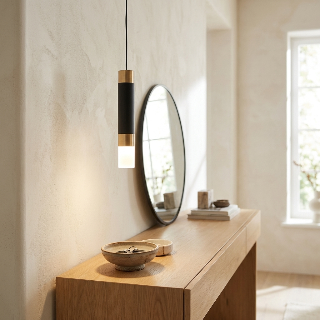 Asta Pendant (White) over an entryway console