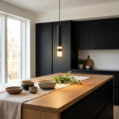 Asta Pendant (Black &amp; White) over a kitchen island