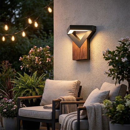 Muro Sconce on a garden patio
