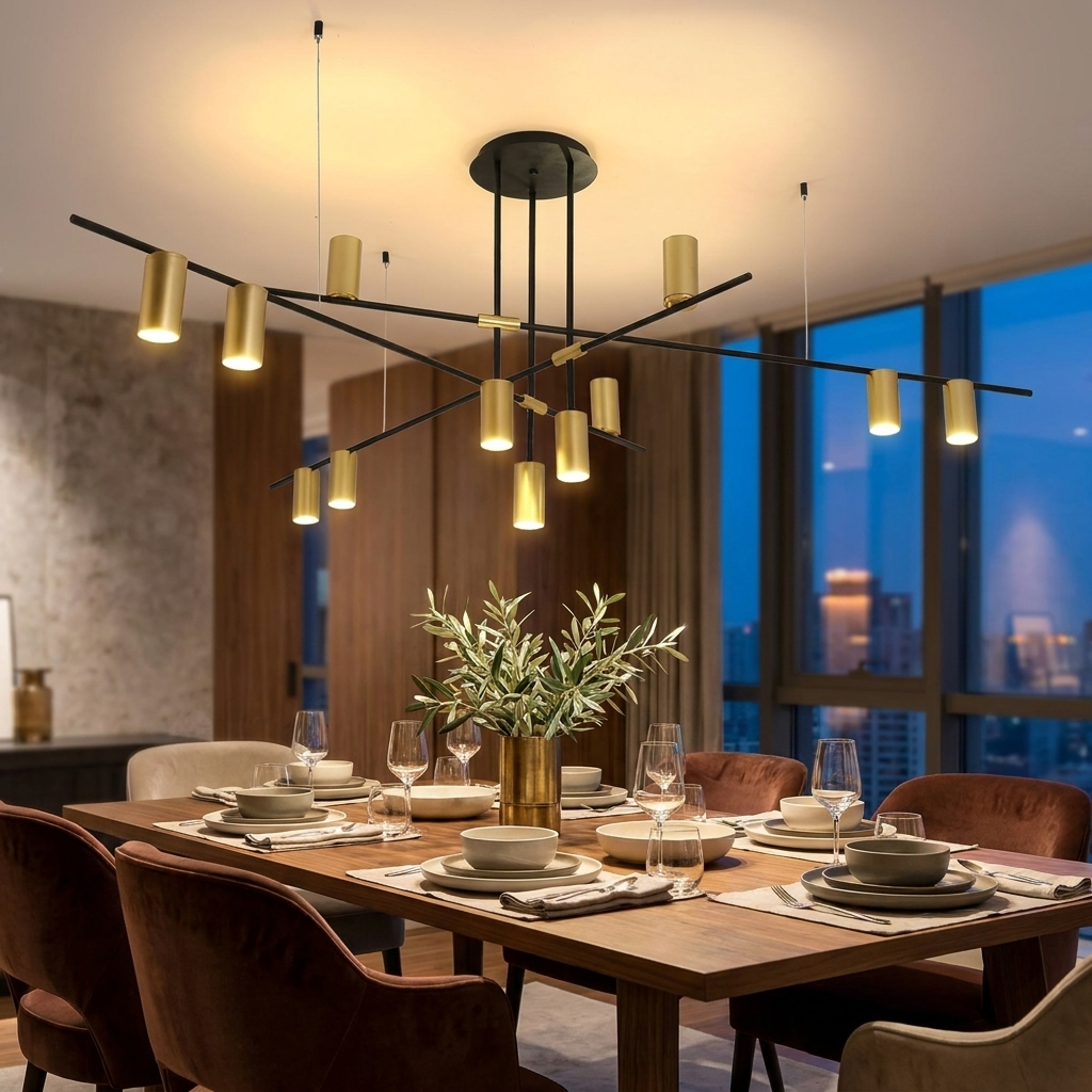 Stella Sputnik Chandelier over a dining table