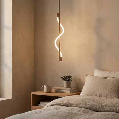 Spirale Rope Pendant (Copper) in a bedroom