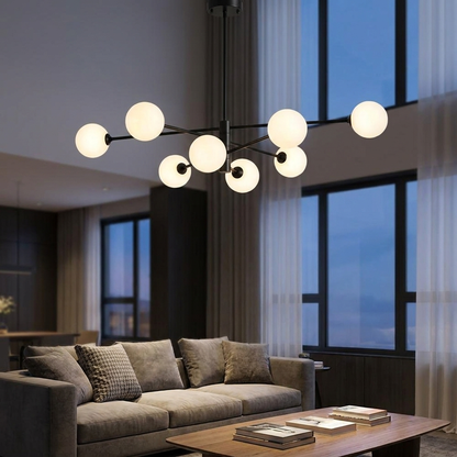 Bolla Cluster Chandelier (Black) in a living room