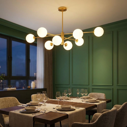 Bolla Cluster Chandelier (Gold) over a dining table