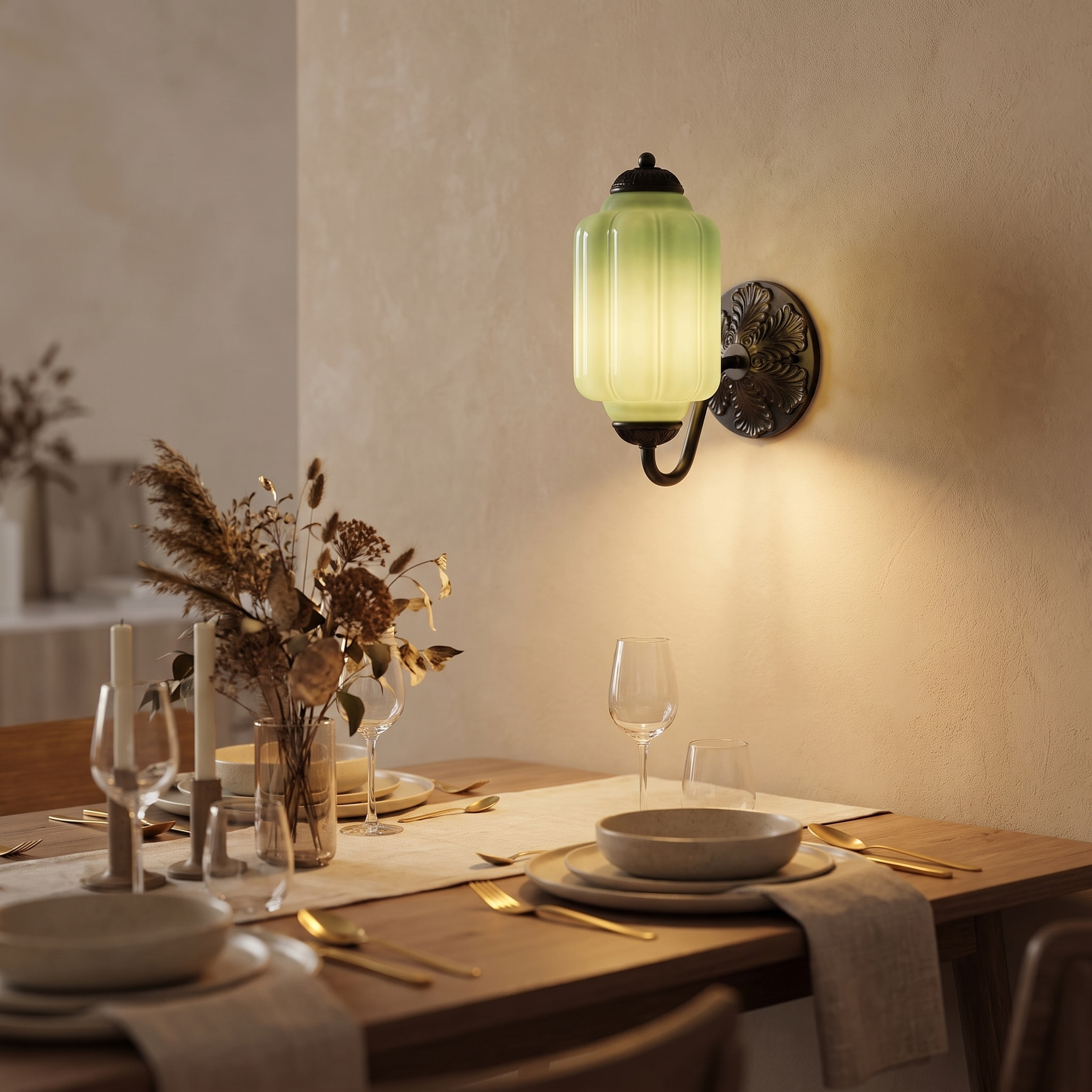 Selene wall sconce - black + green
