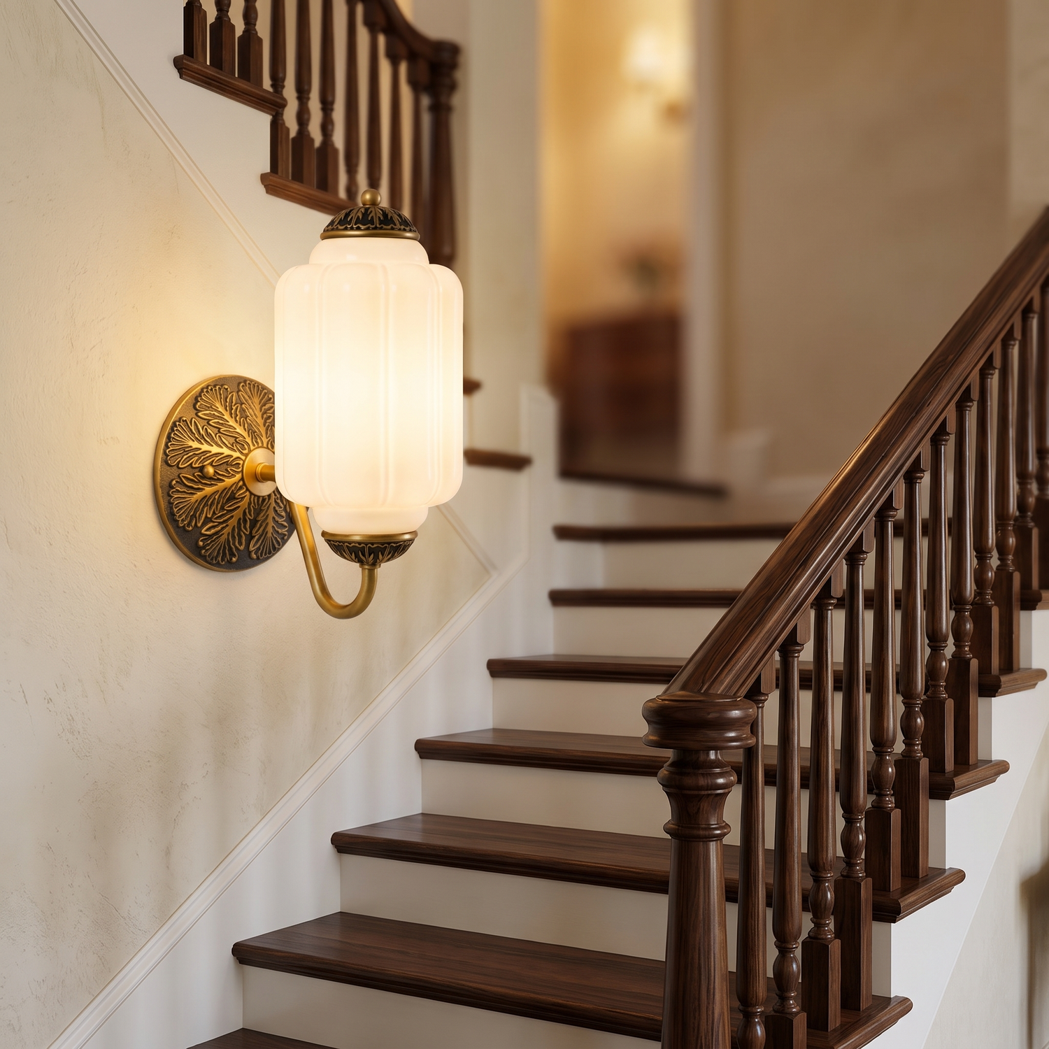 Selene wall sconce - brass + white