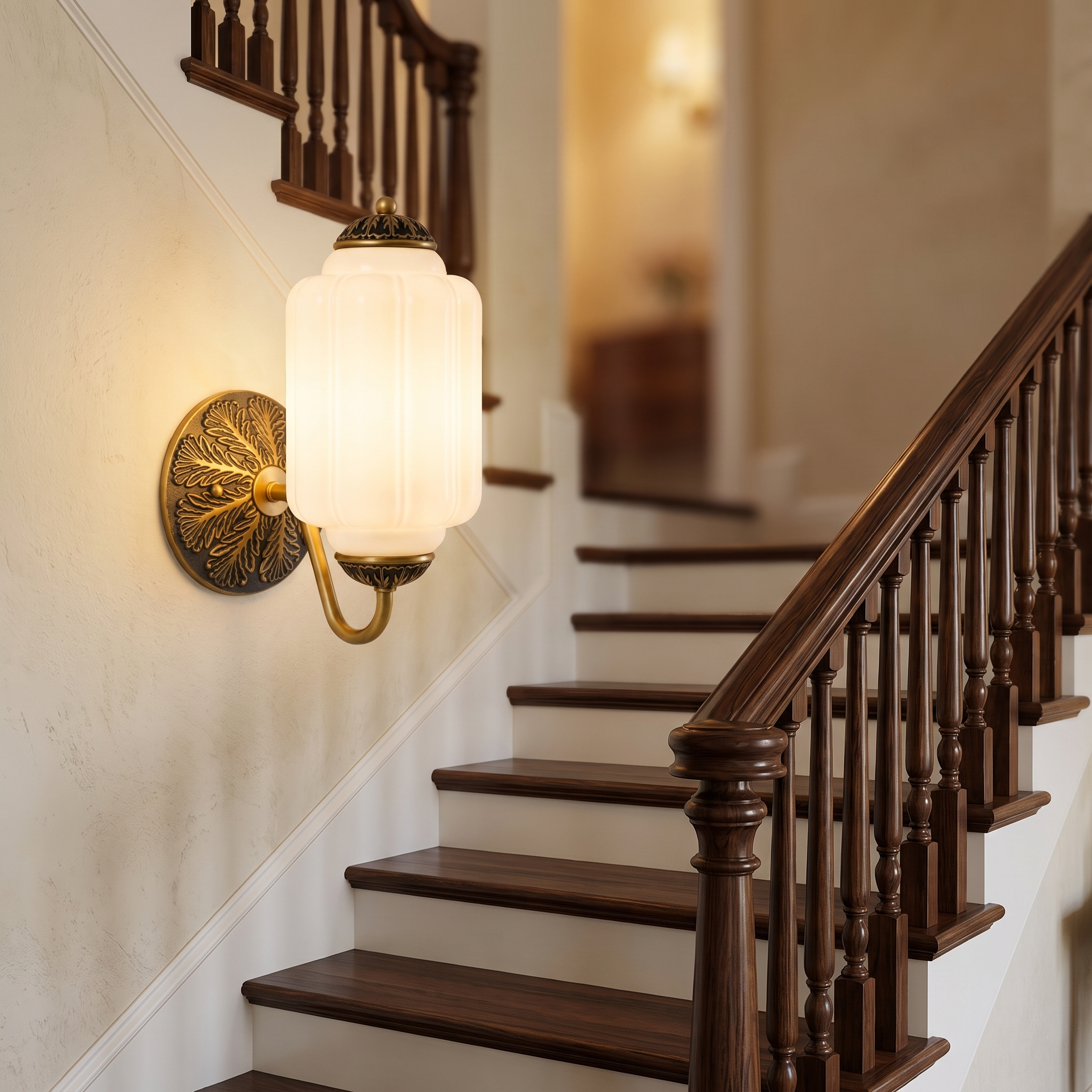 Selene wall sconce - brass + white