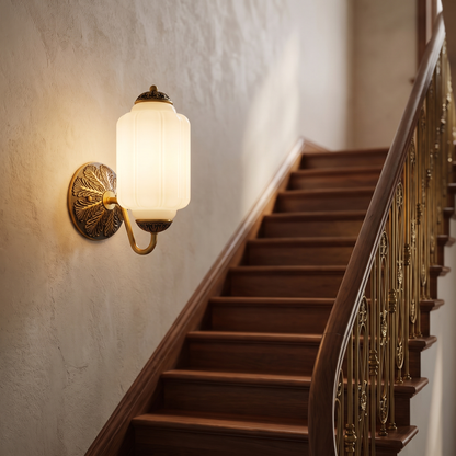 Selene wall sconce - brass + white