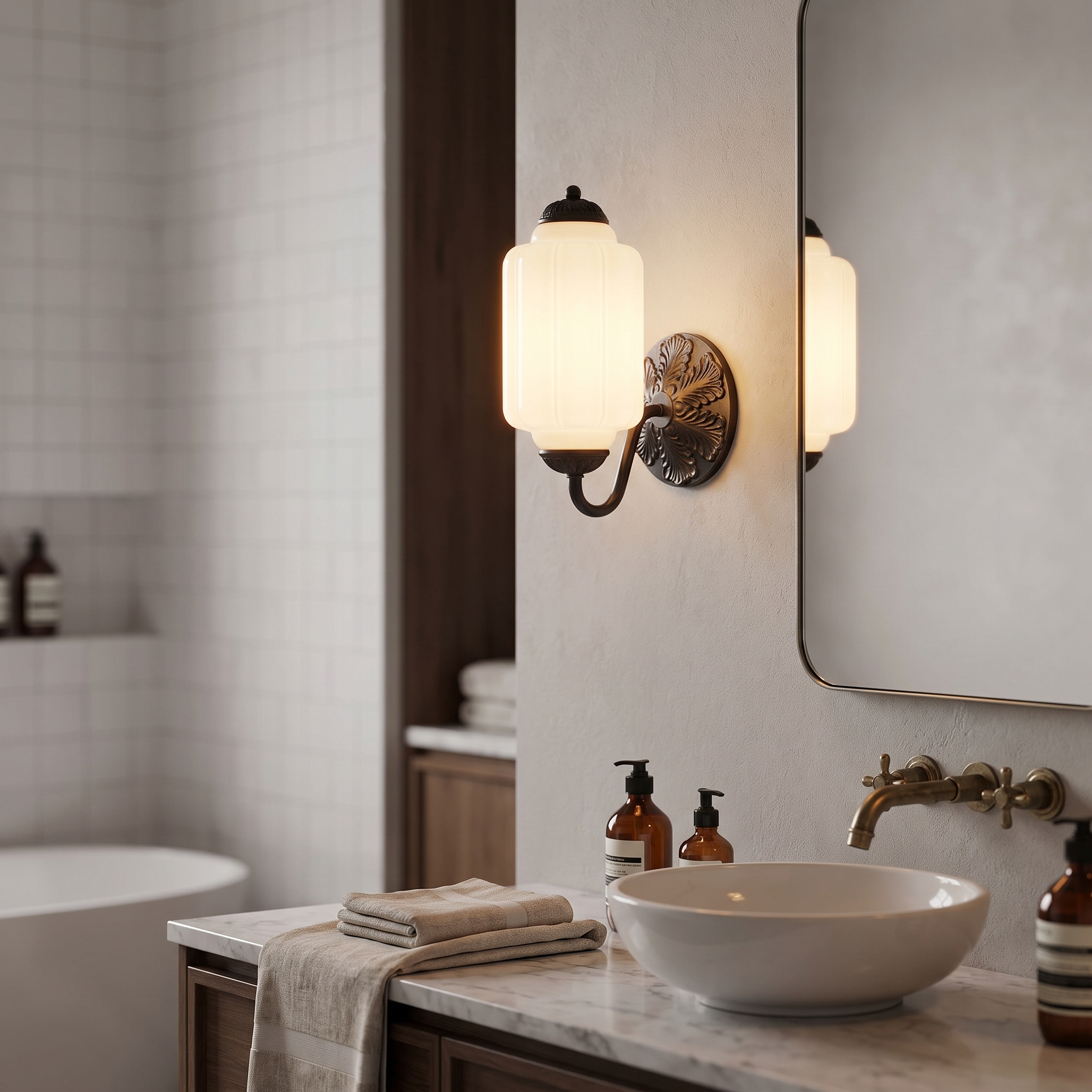 Selene wall sconce - black + white