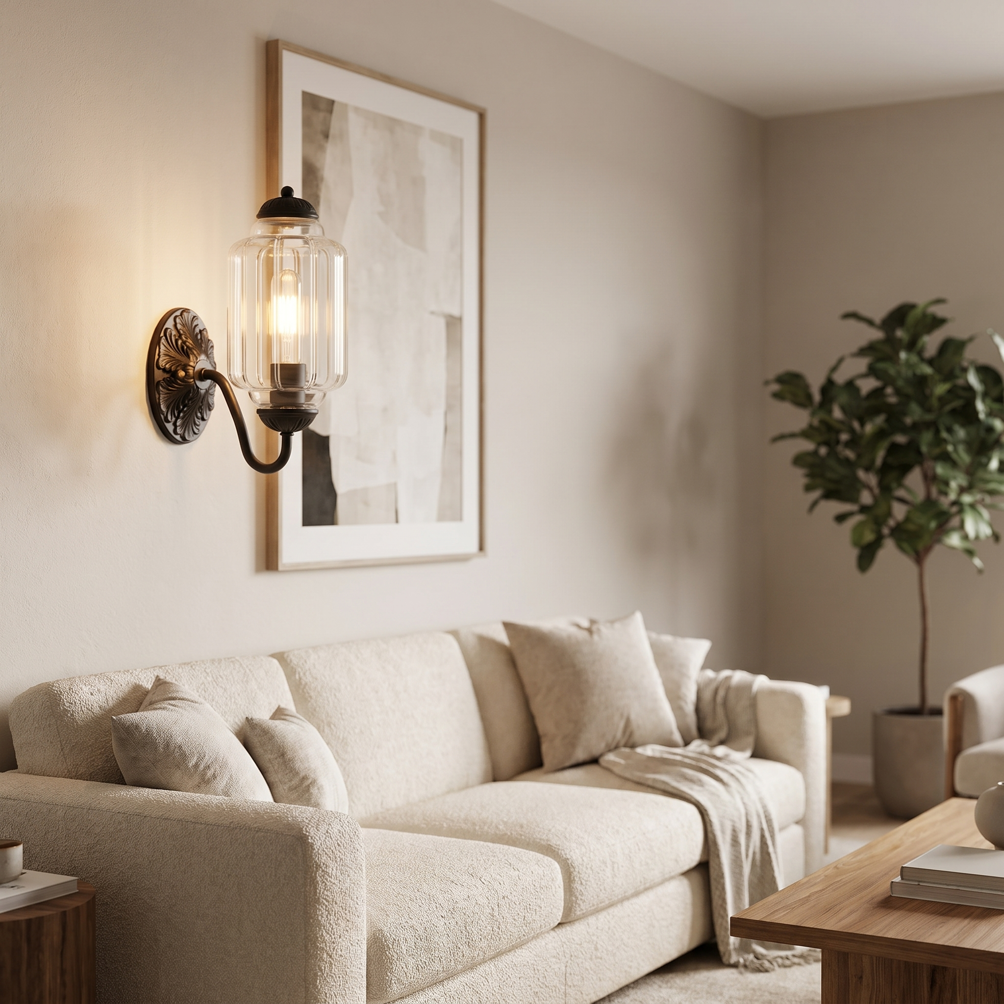 Selene wall sconce - black + clear