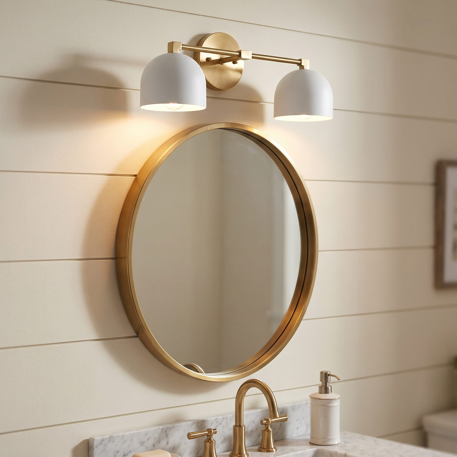 Metio vanity light - white shade / brass