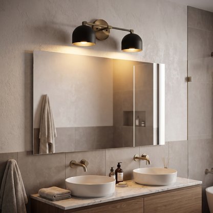 Metio vanity light - black shade / antique brass