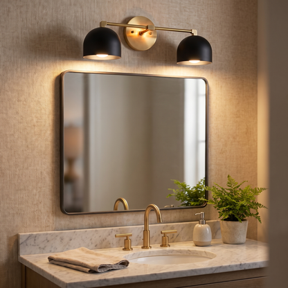 Metio vanity light - black shade / brass