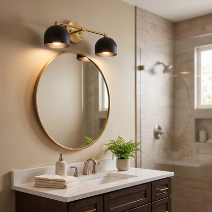 Metio vanity light - black shade / brass