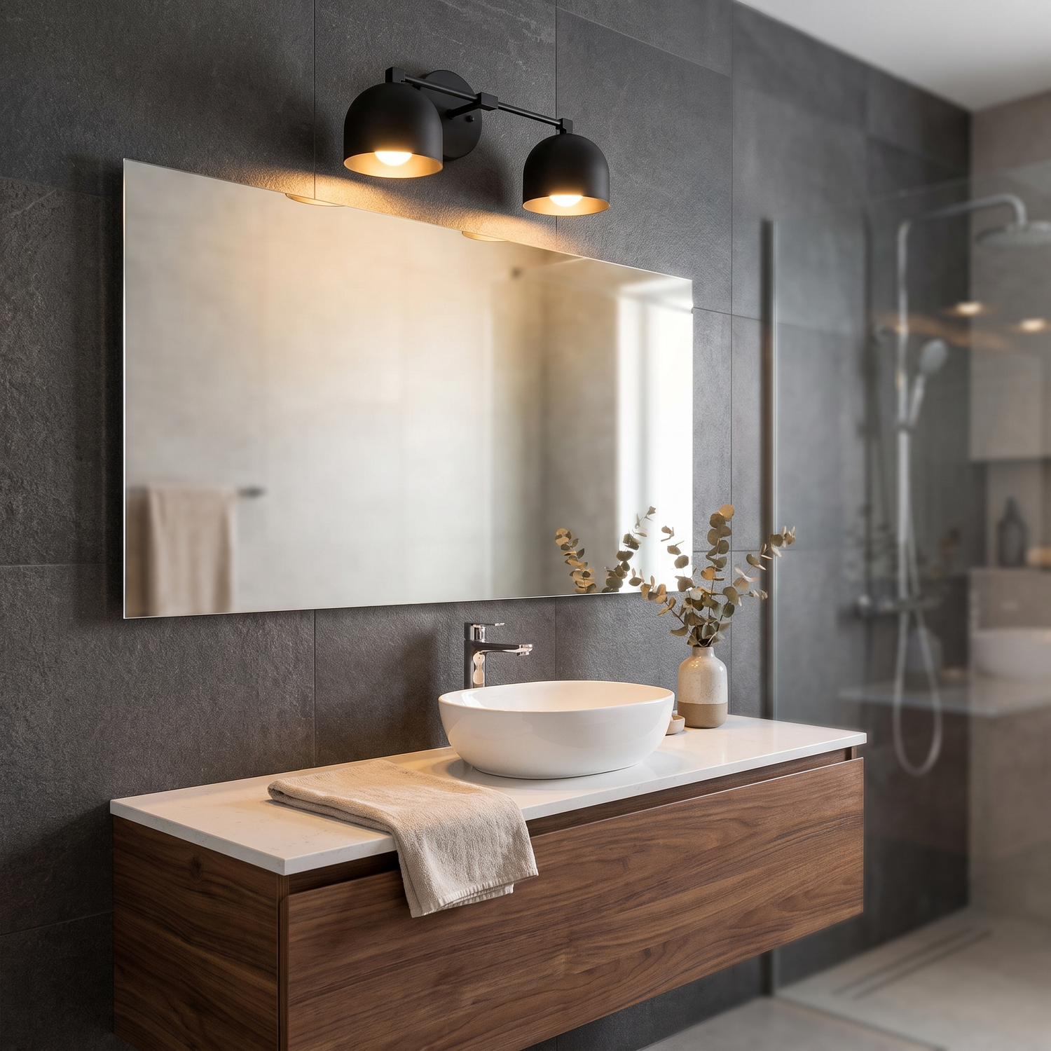 Metio vanity light - black shade / black