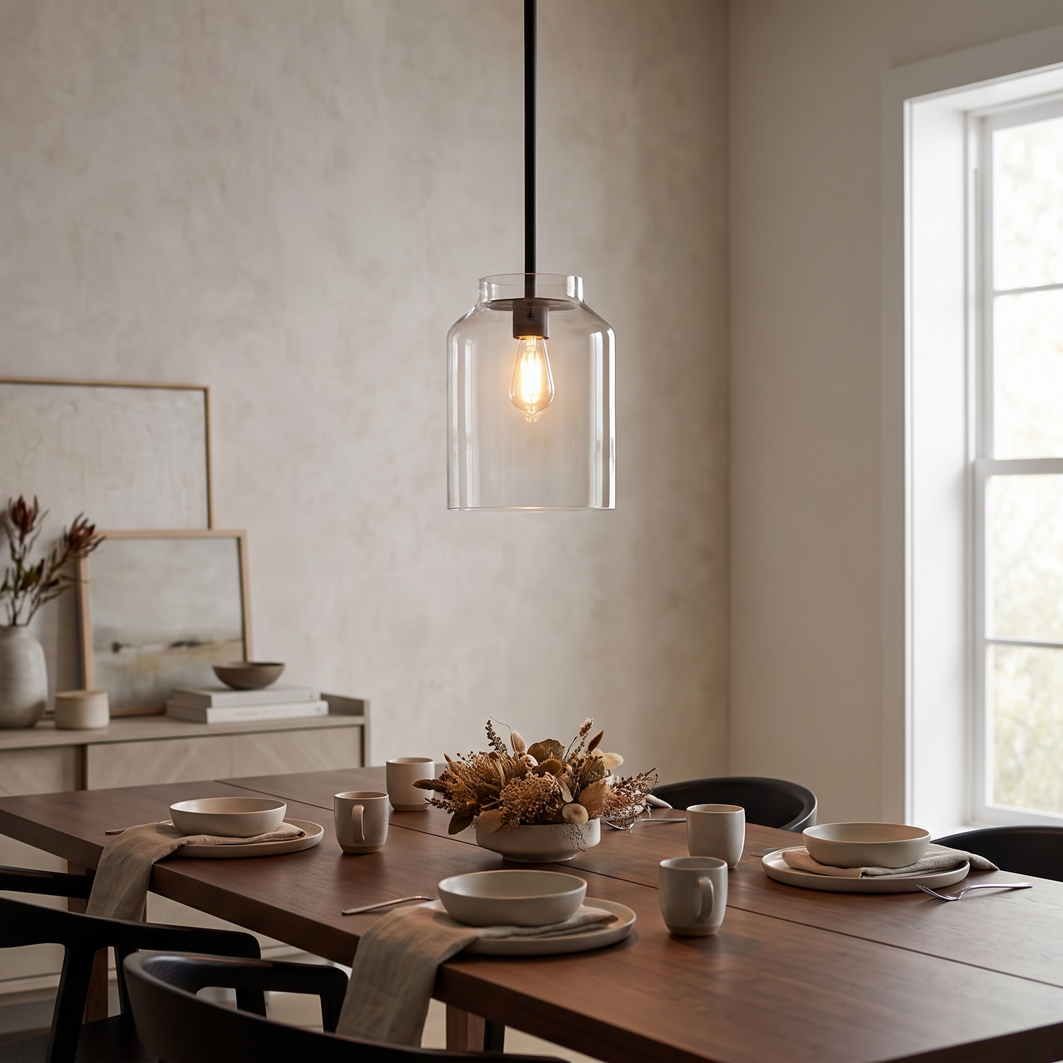 Hanton pendant - Clear Glass / Matte Black