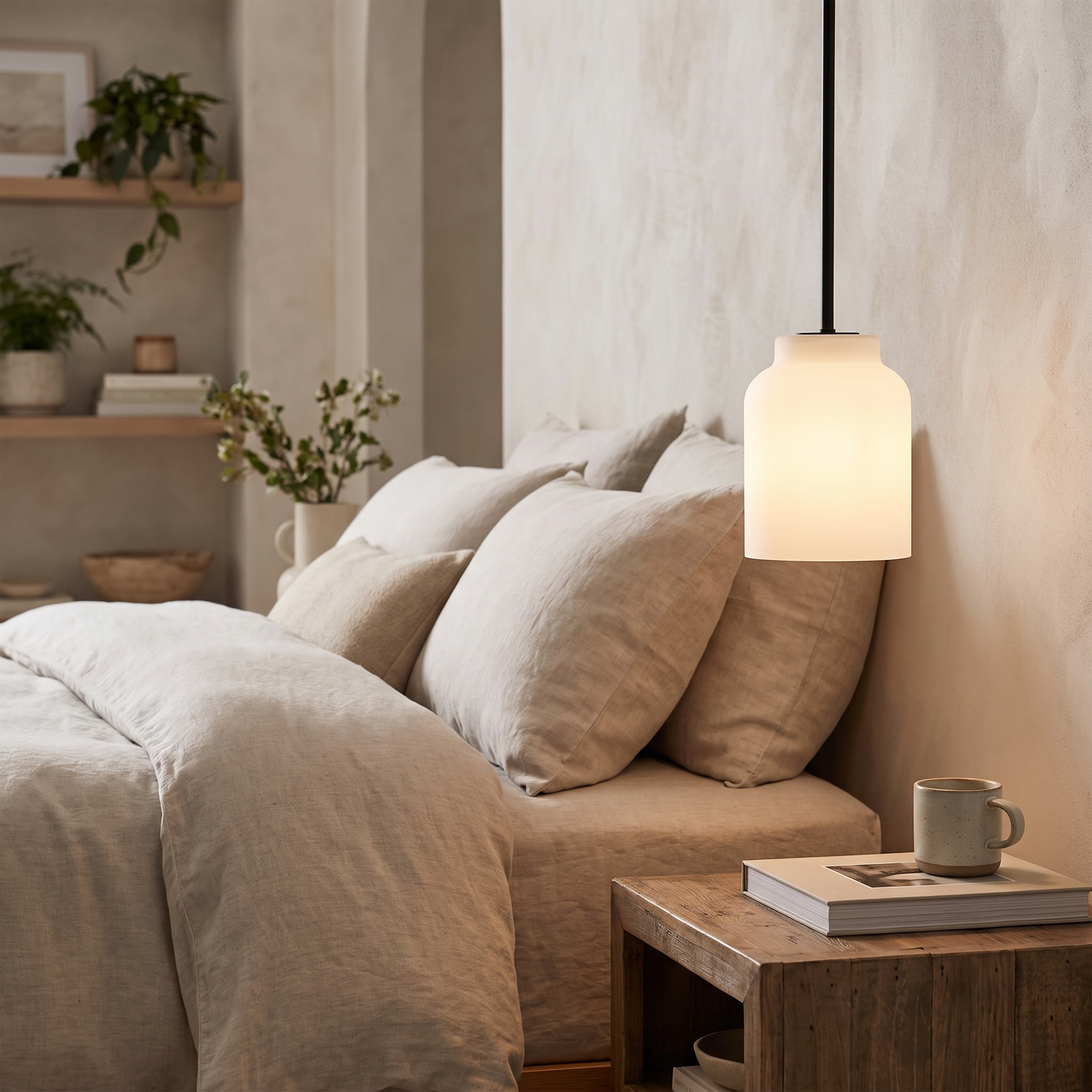 Hanton pendant - Milk Glass / Matte Black