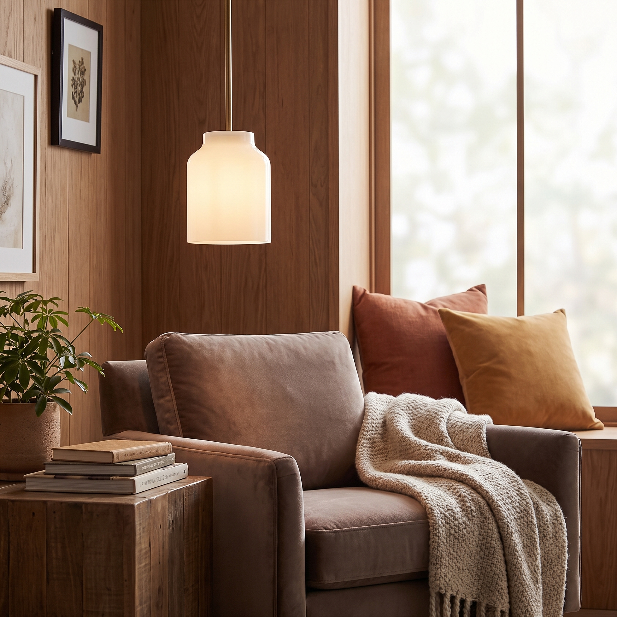 Hanton pendant - Milk Glass / Antique Brass