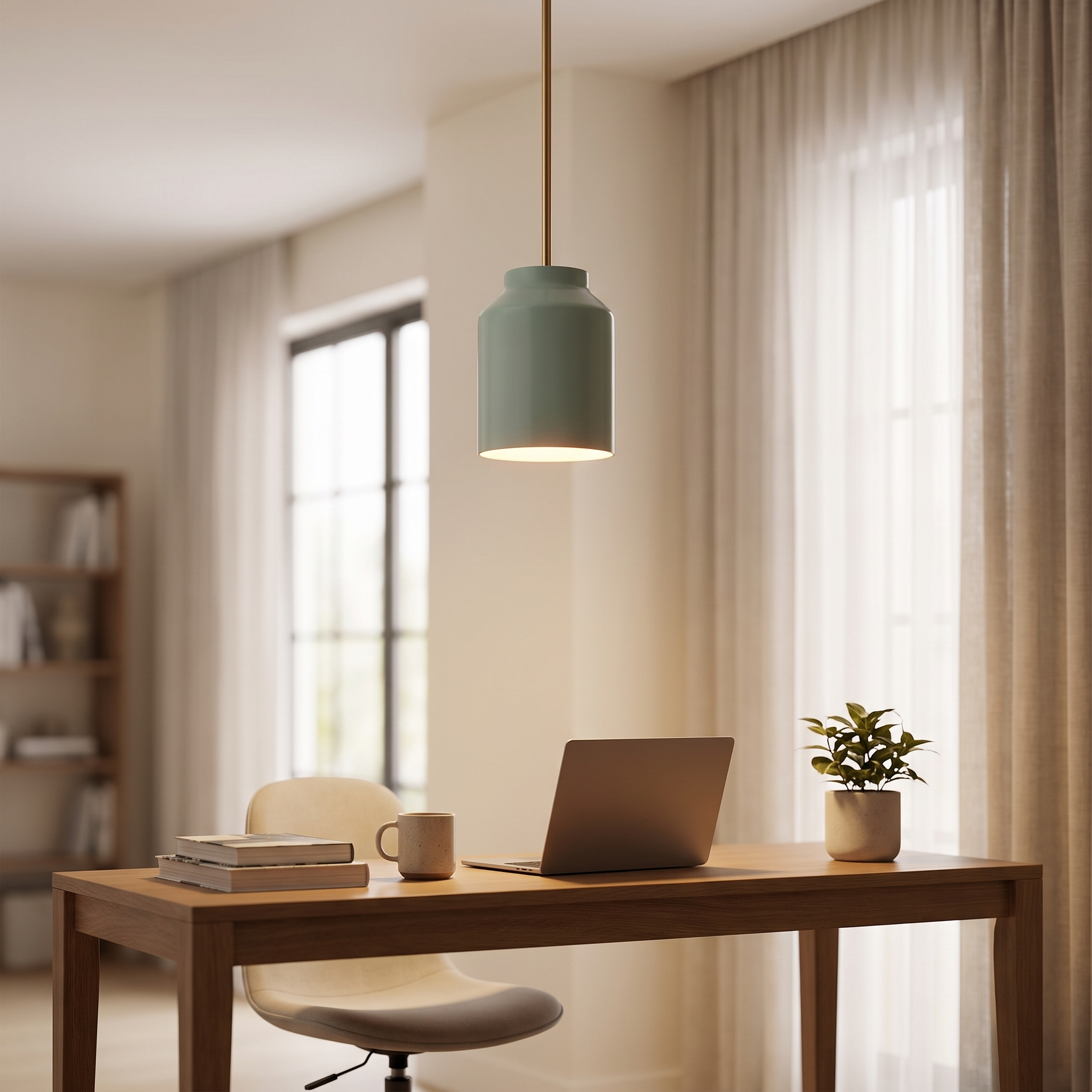 Hanton pendant - Coated Celadon / Antique Brass