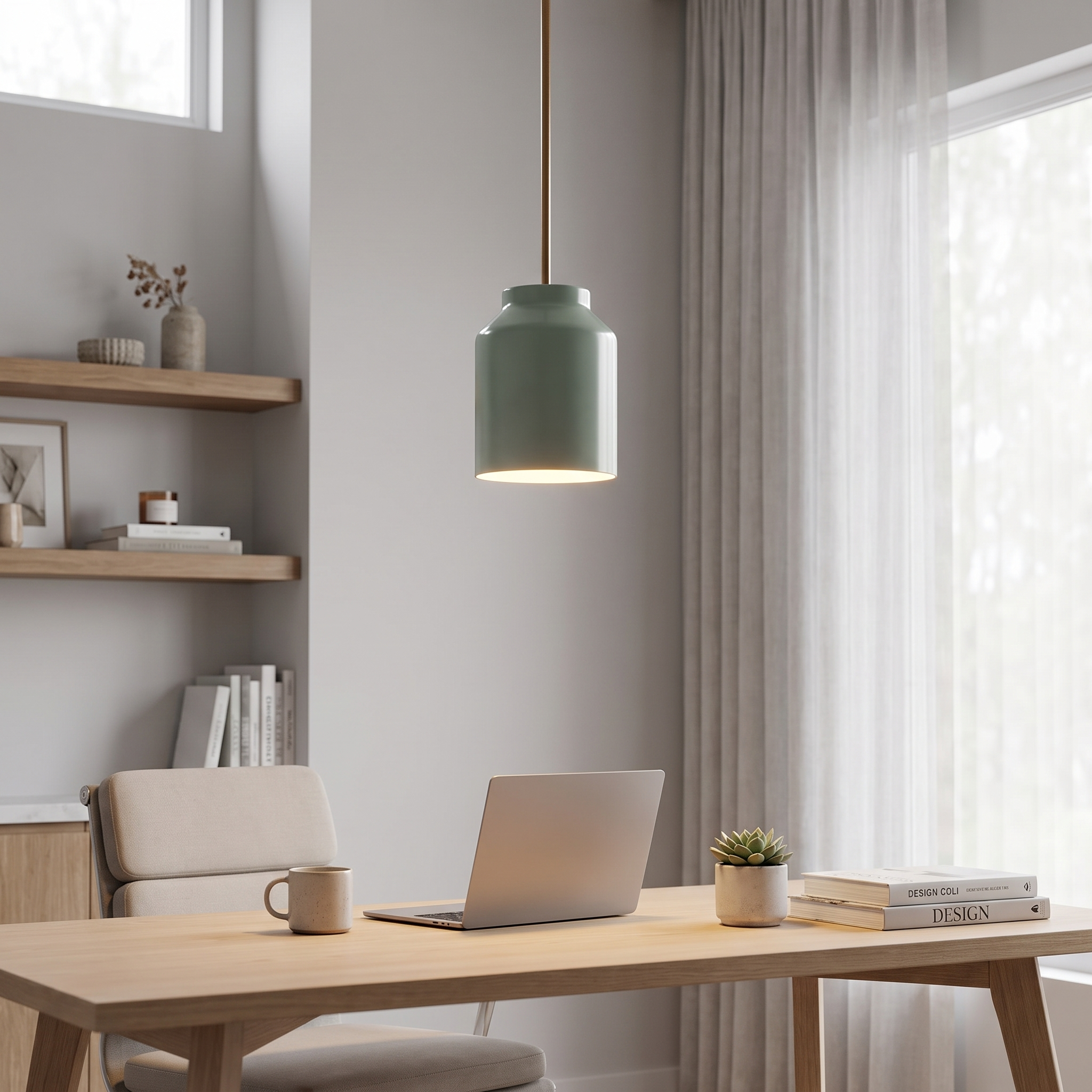 Hanton pendant - Coated Celadon / Antique Brass