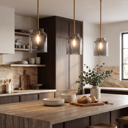 Hanton pendant - Smoke Glass / Antique Brass