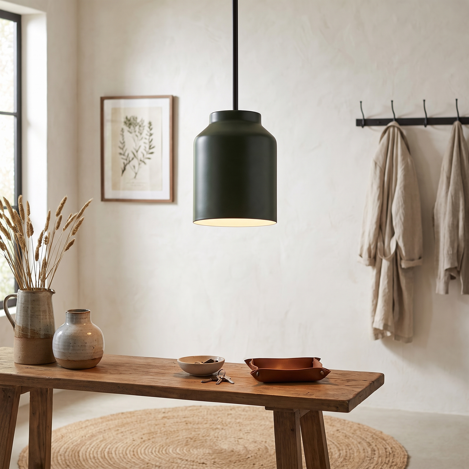 Hanton pendant - Powder Coated Dark Olive / Matte Black