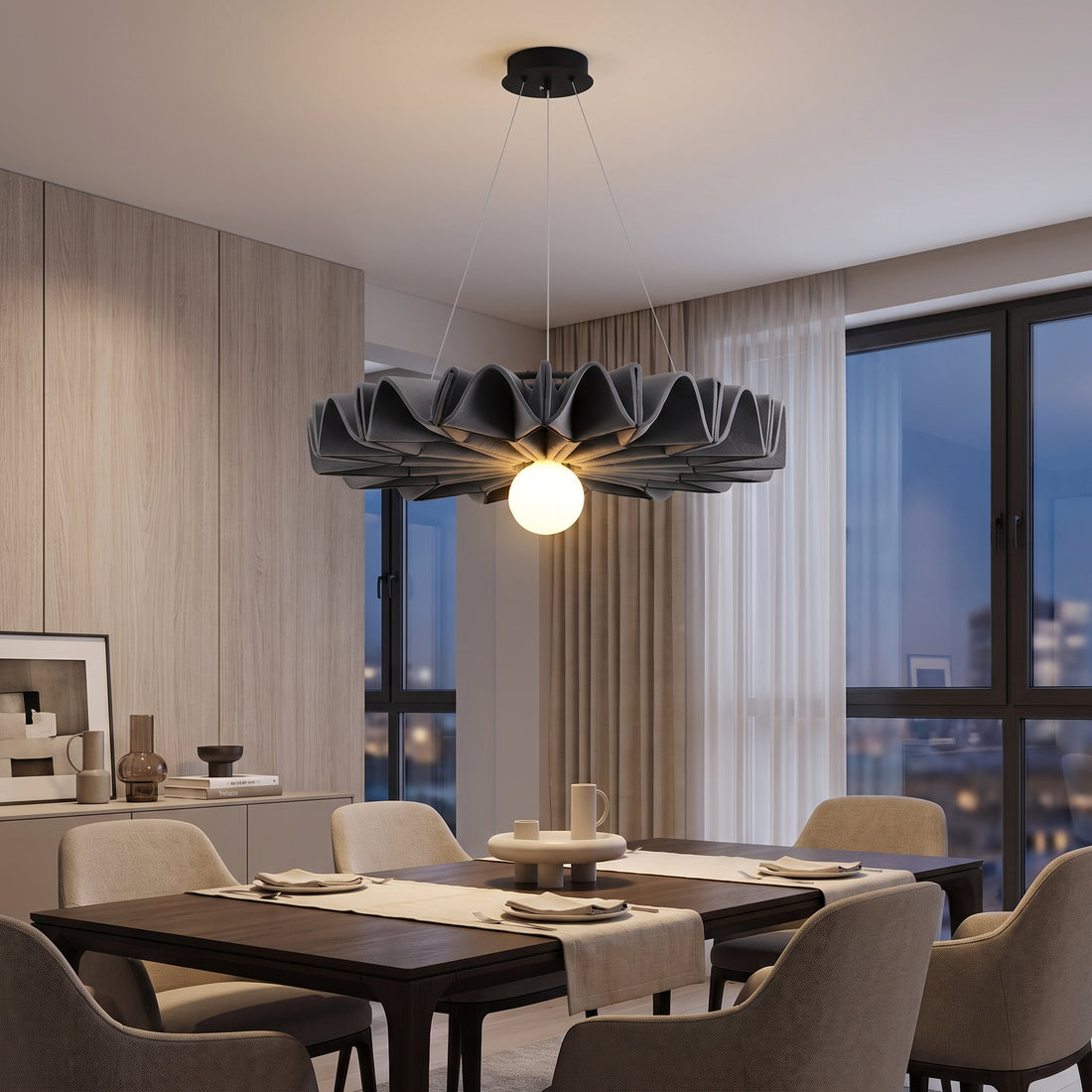 Sonora felt chandelier - Gray, dining room