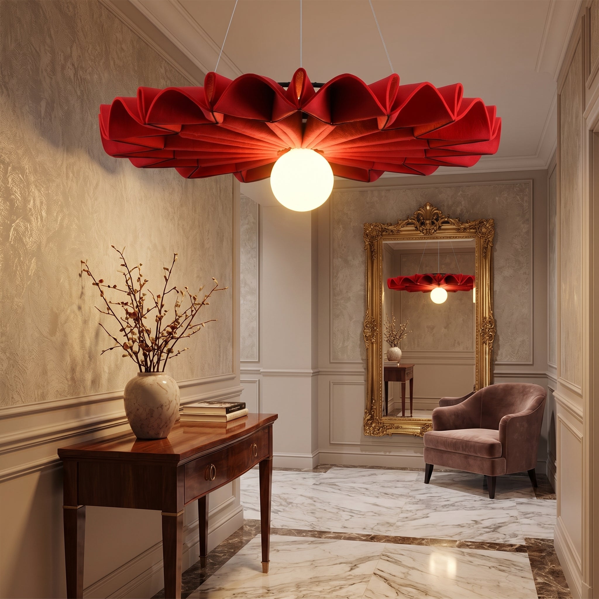 Sonora felt chandelier - Red