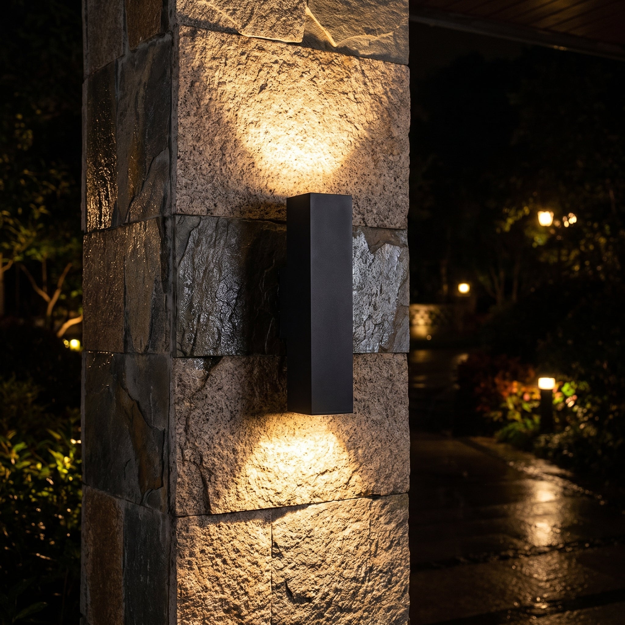 Kade black up and down outdoor wall light, entryway
