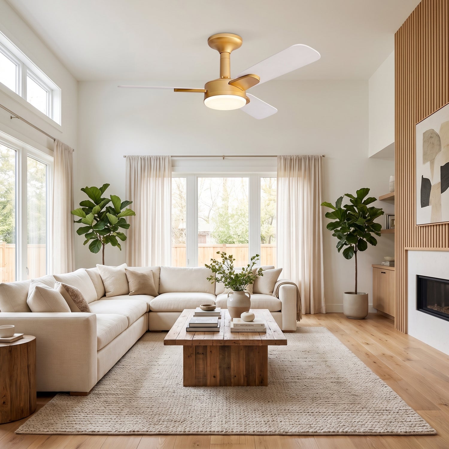 Wexford ceiling fan - All White Gold Fork