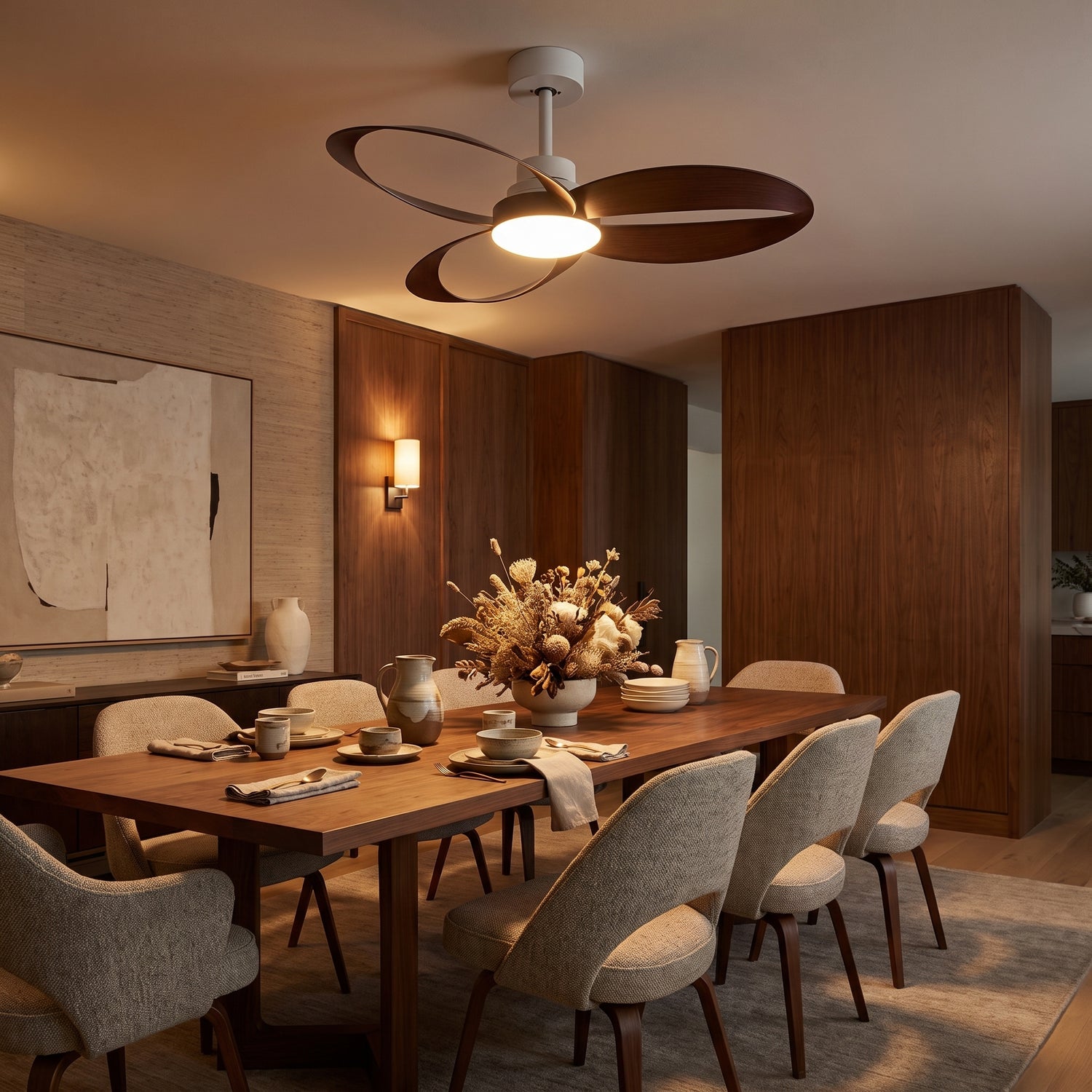 Bexley ceiling fan - White with Dark Walnut blades