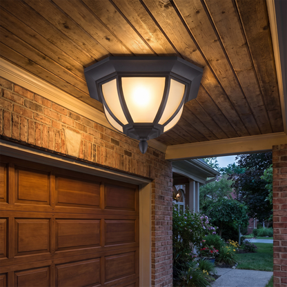Amalie flush mount on traditional home entry ceiling
