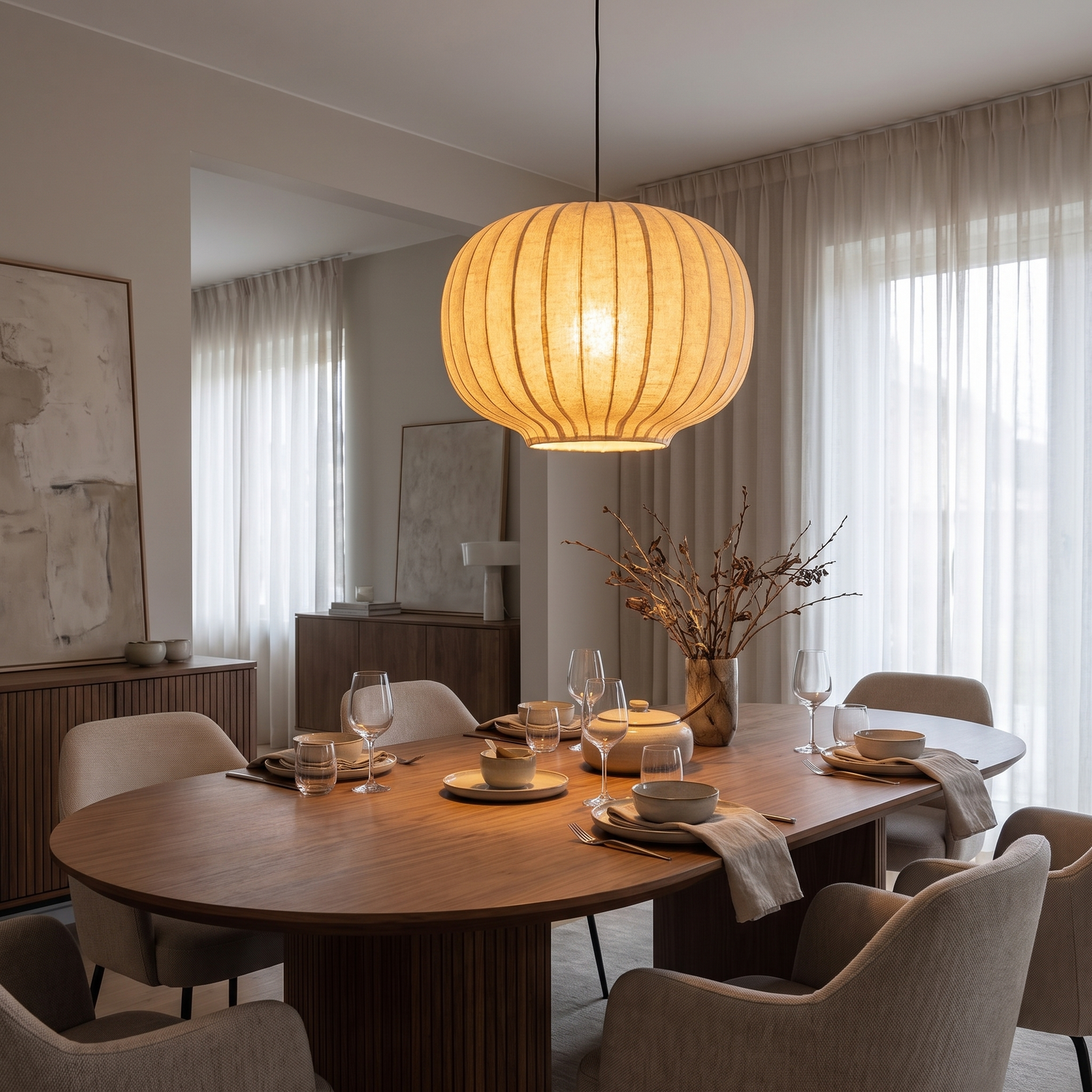 Neve silk modern chandelier lifestyle 1