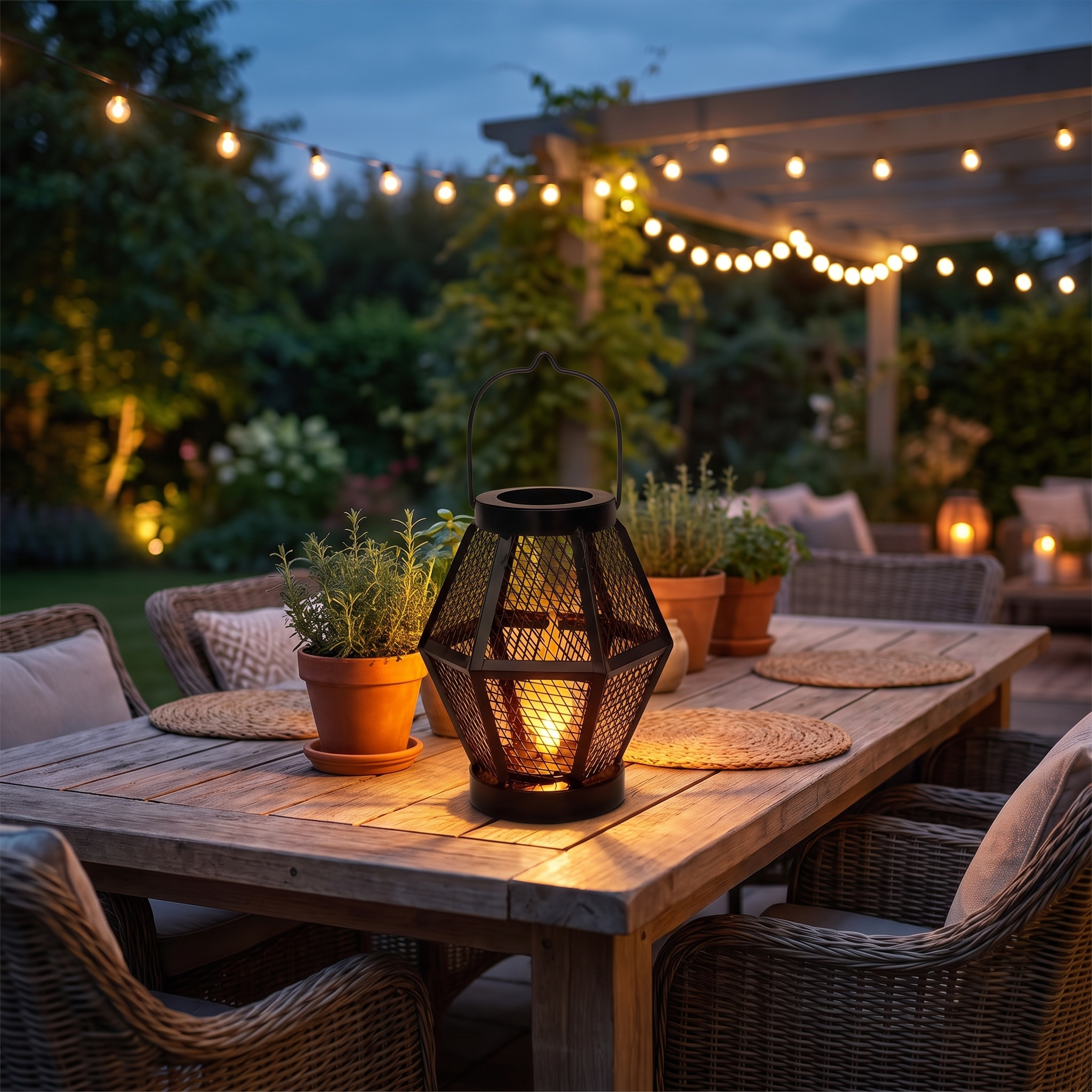 Wick solar mesh lantern lifestyle 1