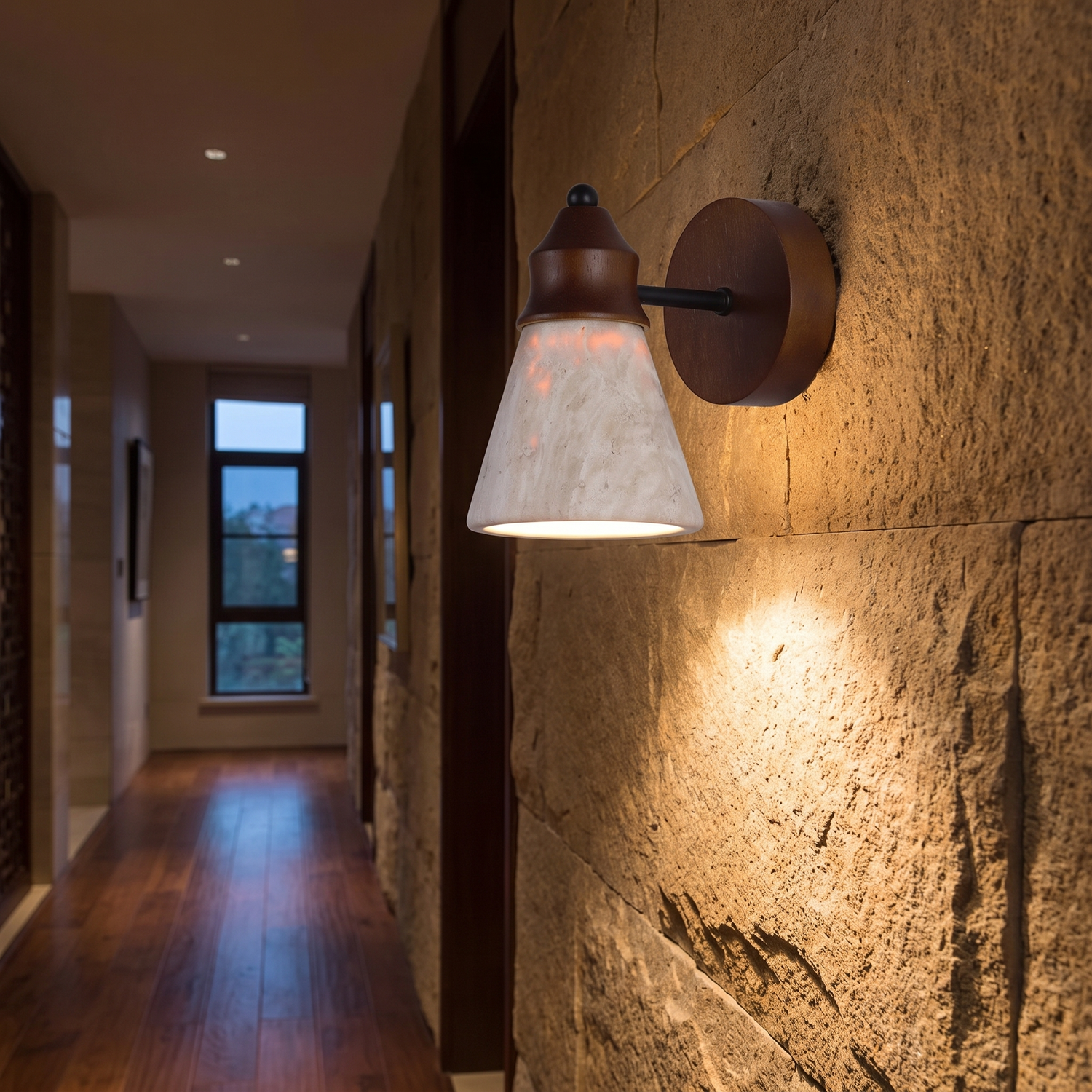 Aldan Travertine Wall Sconce lifestyle