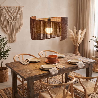 Marlo Rattan Woven Pendant Coffee Brown lifestyle