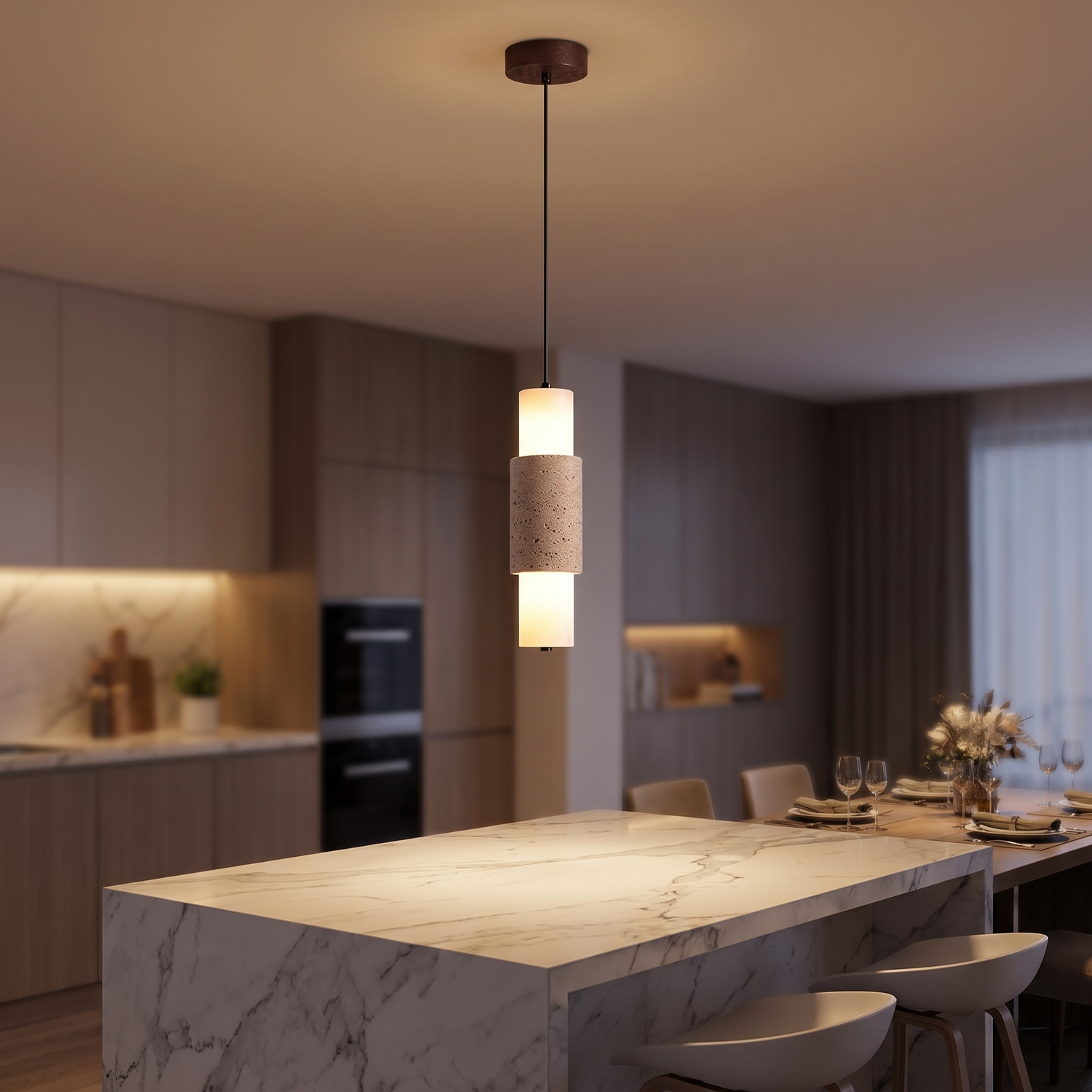Brenna Travertine Pendant Light lifestyle