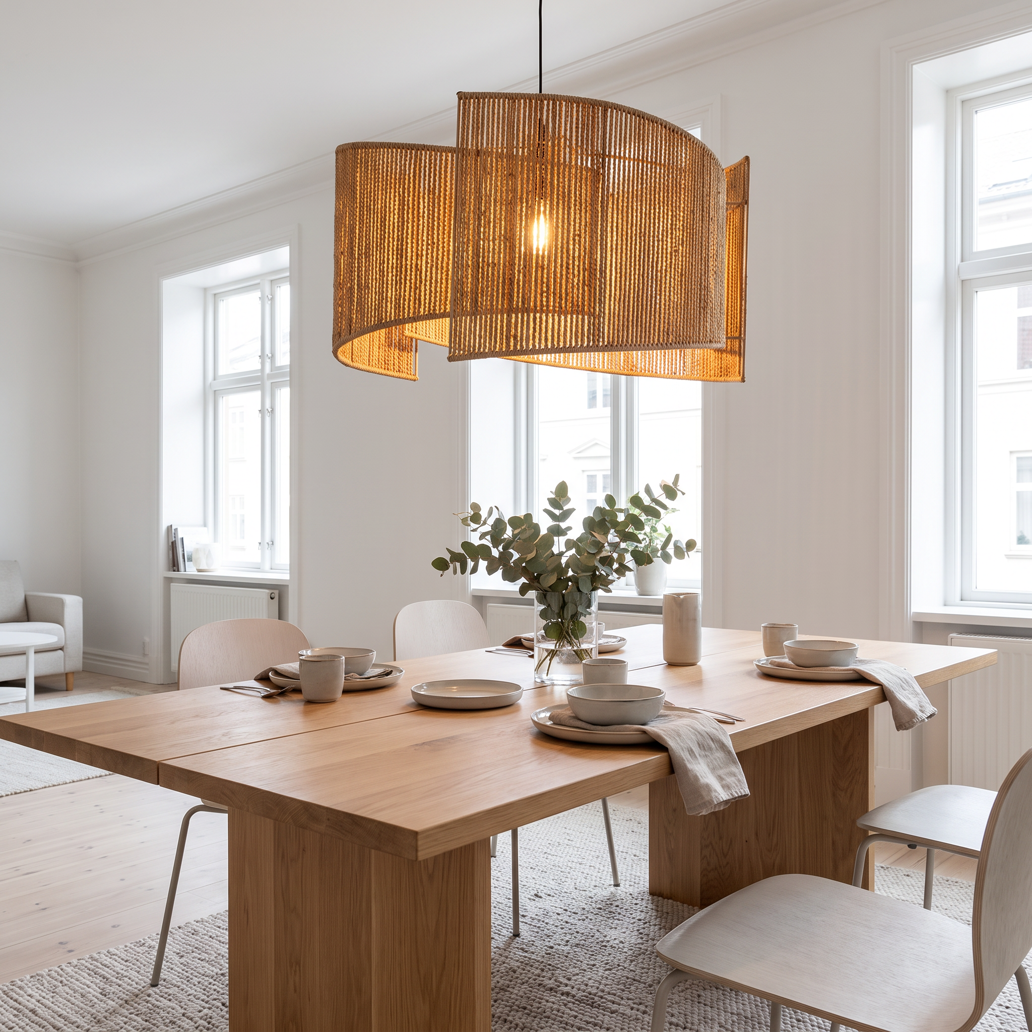 Marlo Rattan Woven Pendant Yellow-Brown lifestyle