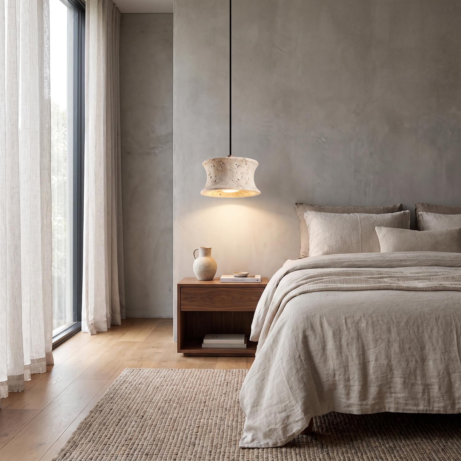 Elias Travertine Drum Pendant lifestyle