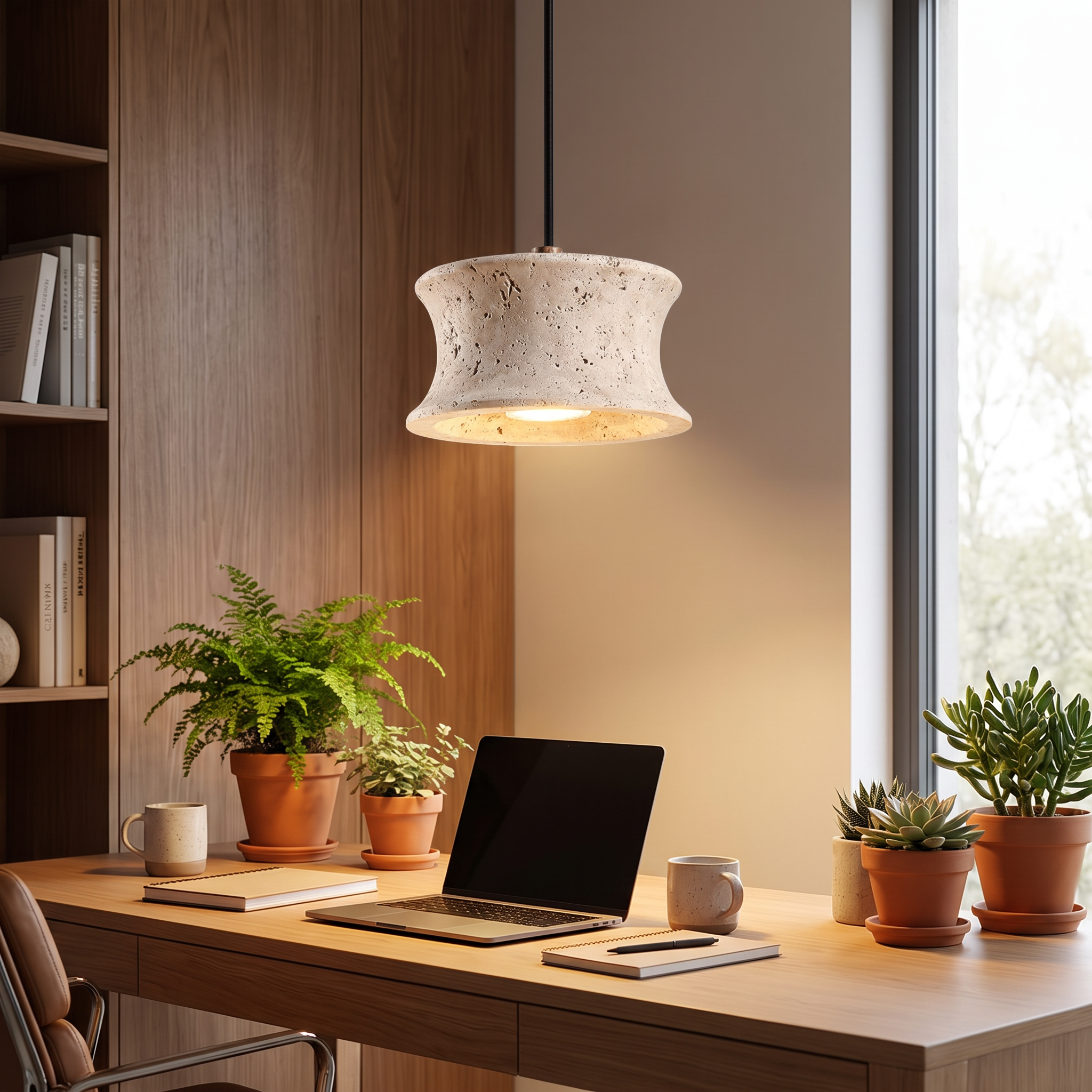 Elias Travertine Drum Pendant lifestyle